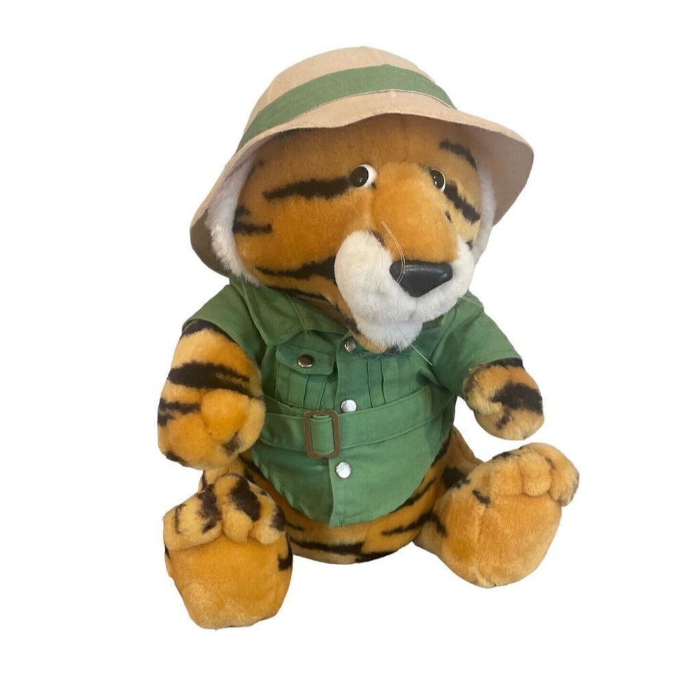 Vintage 1987 DAKIN Fun Farm Safari Tiger Original Outfit Plush Stuffed Animal 13